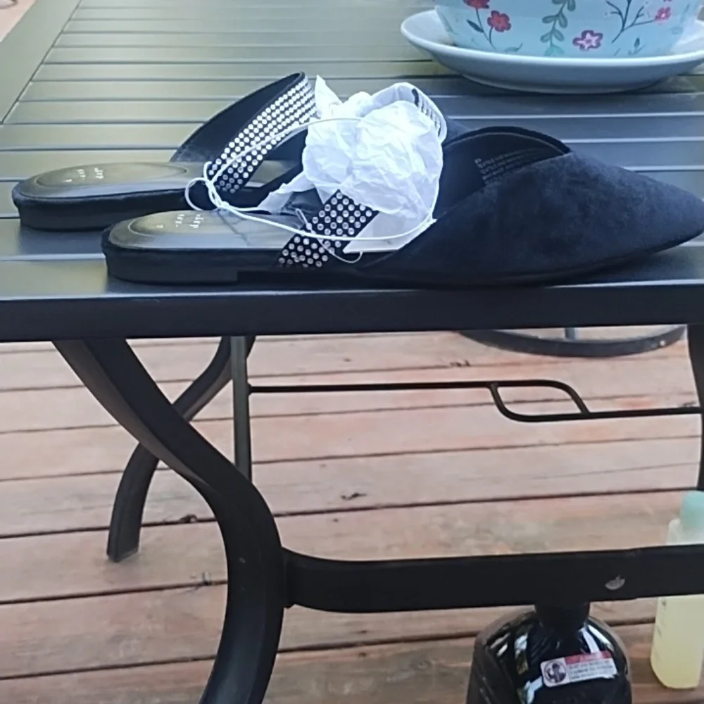 a new day Black Dress Shoes with Rhinestone Strap